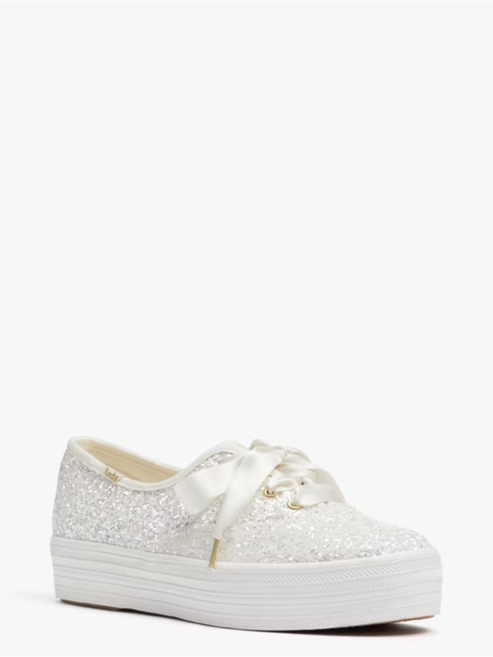 Keds X Kate Spade New York Triple Kick Glitter Platform Sneaker - White